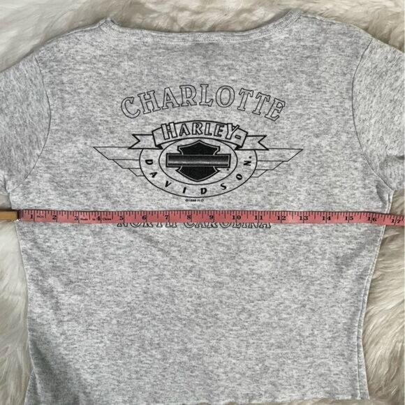 NEW Harley Davidson Vintage 90s Cropped Ruffle Flutter Babydoll Tee T Shirt Top - Picture 12 of 13